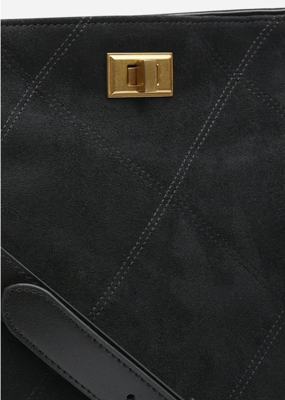 Where's That From Womens Fern Black Faux Suede Shoulder Bag with Turn Lock - One Size Image 3