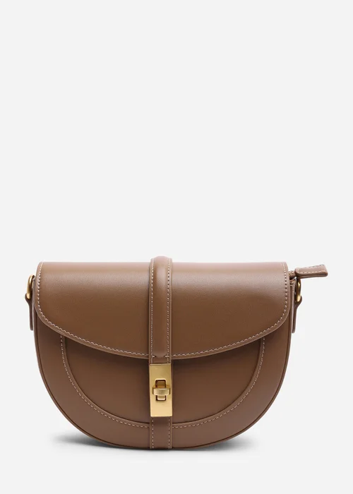 Where's That From Womens Breeze Brown Faux Leather Shoulder Bag With Gold Lock Detail - One Size Image 2