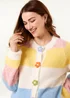 Blue Vanilla Yellow Multi Coloured Striped Cardigan With Flower Buttons - M/L Image 2