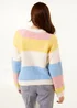 Blue Vanilla Yellow Multi Coloured Striped Cardigan With Flower Buttons - M/L Image 4