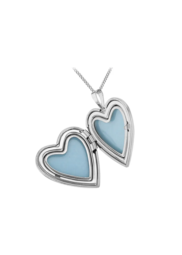 Golden Moments Sterling Silver Etched 'I Love You' Rose Heart Locket On Chain