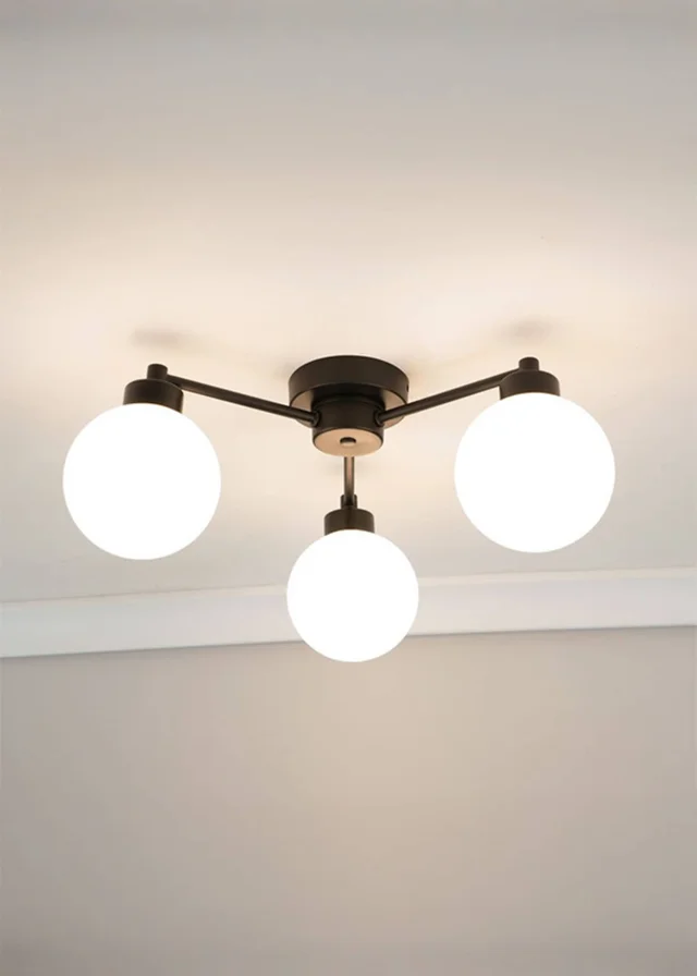 ValueLights Jonah Black Ceiling Light with Globe Shades