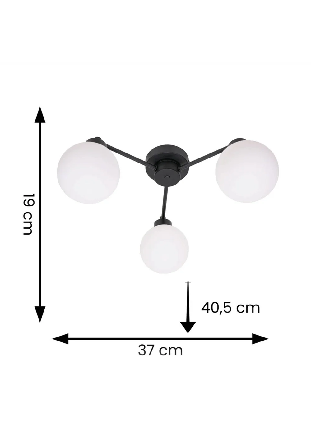ValueLights Jonah Black Ceiling Light with Globe Shades - One Size Image 5