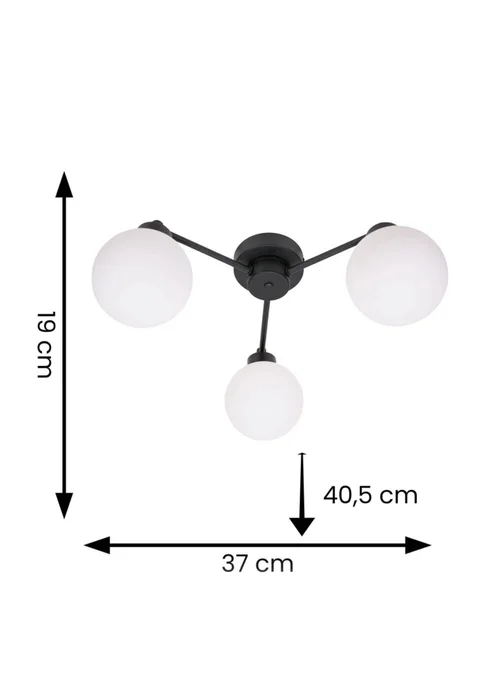 ValueLights Jonah Black Ceiling Light with Globe Shades - One Size Image 5