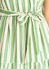Gini London Sage Green Stripe Wrap Belted Viscose Midi Dress - 10 Image 3
