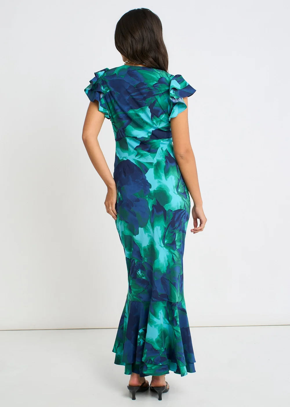 Gini London Green Watercolour Floral Maxi Dress - 8 Image 2