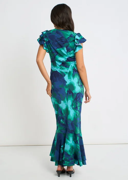 Gini London Green Watercolour Floral Maxi Dress - 8 Image 2