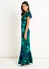 Gini London Green Watercolour Floral Maxi Dress - 14 Image 4