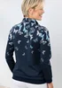 Cotton Traders Dark Blue Ink Printed Zip Neck Sweatshirt - 18 Image 2