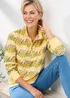 Cotton Traders Lemon Pale Yellow Printed Zip Neck Sweatshirt - 14 Image 1