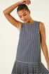 Roman Navy Stripe Print Pleated A-Line Dress - 14 Image 4