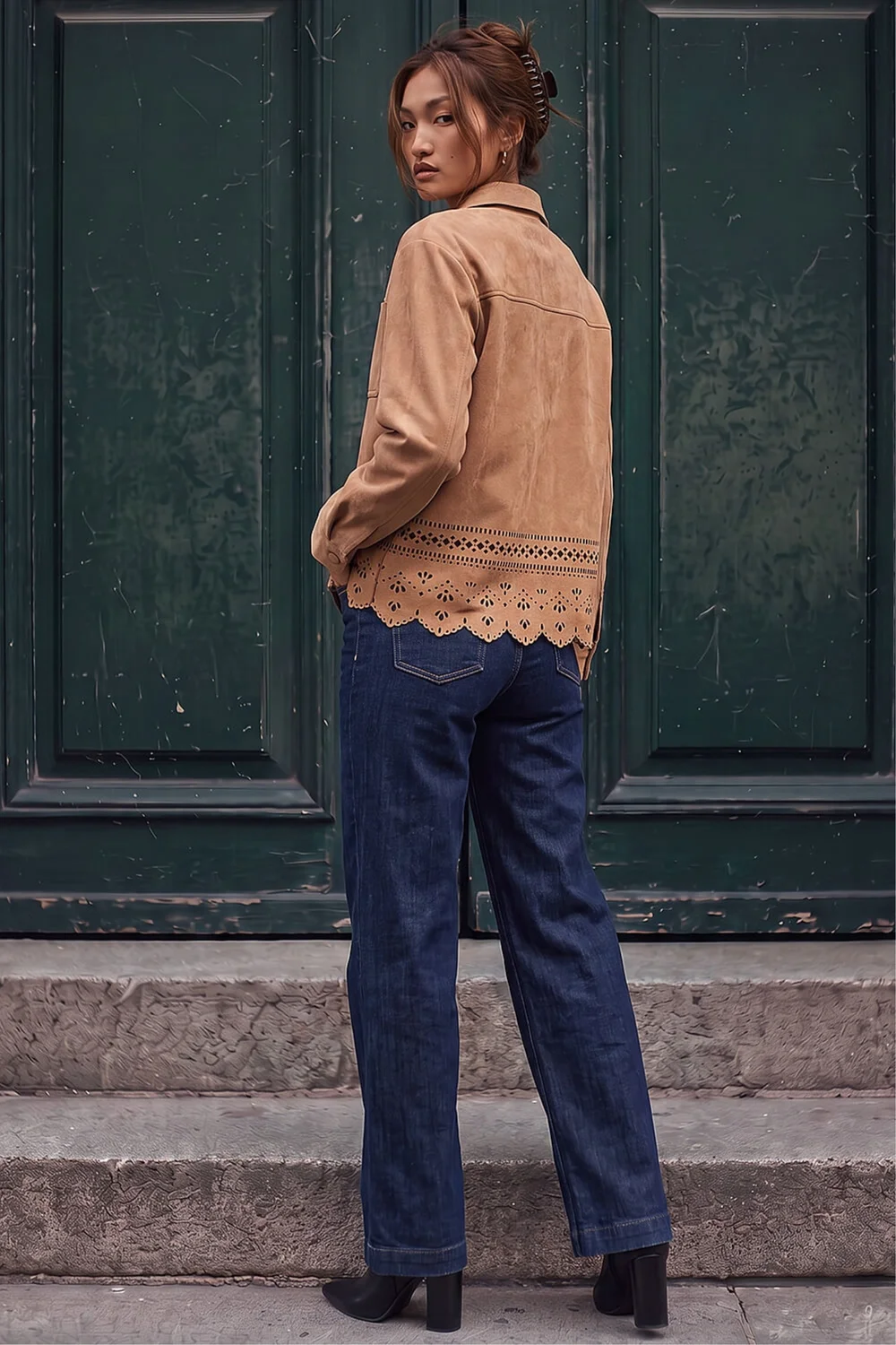 Roman Stone Faux Suede Cut Out Shacket - 16 Image 3