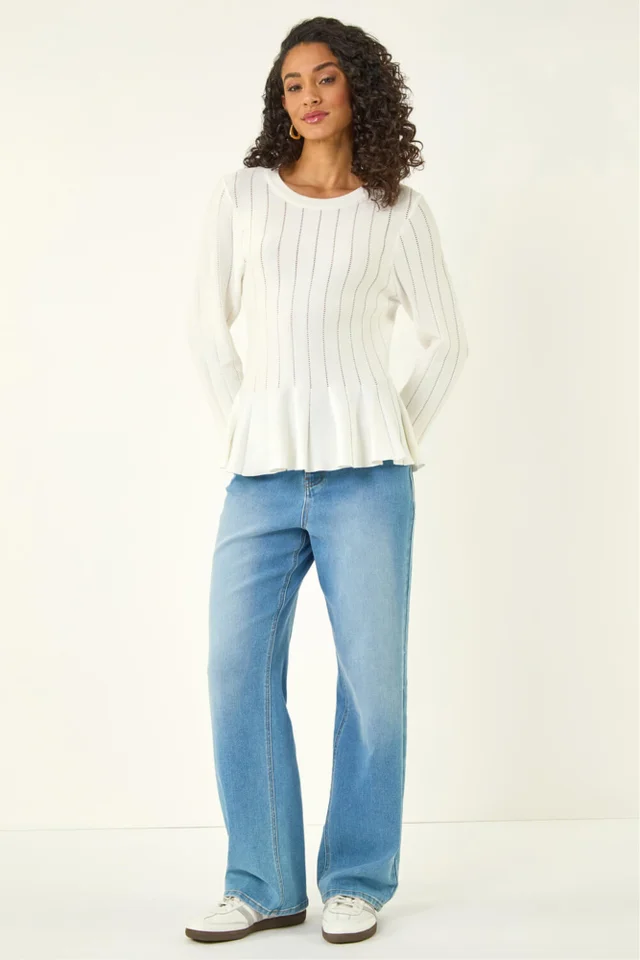 Dusk Ivory Peplum Knitted Top
