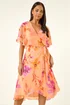 Roman Peach Petite Floral Tie Front Cape Dress - 12 Image 2