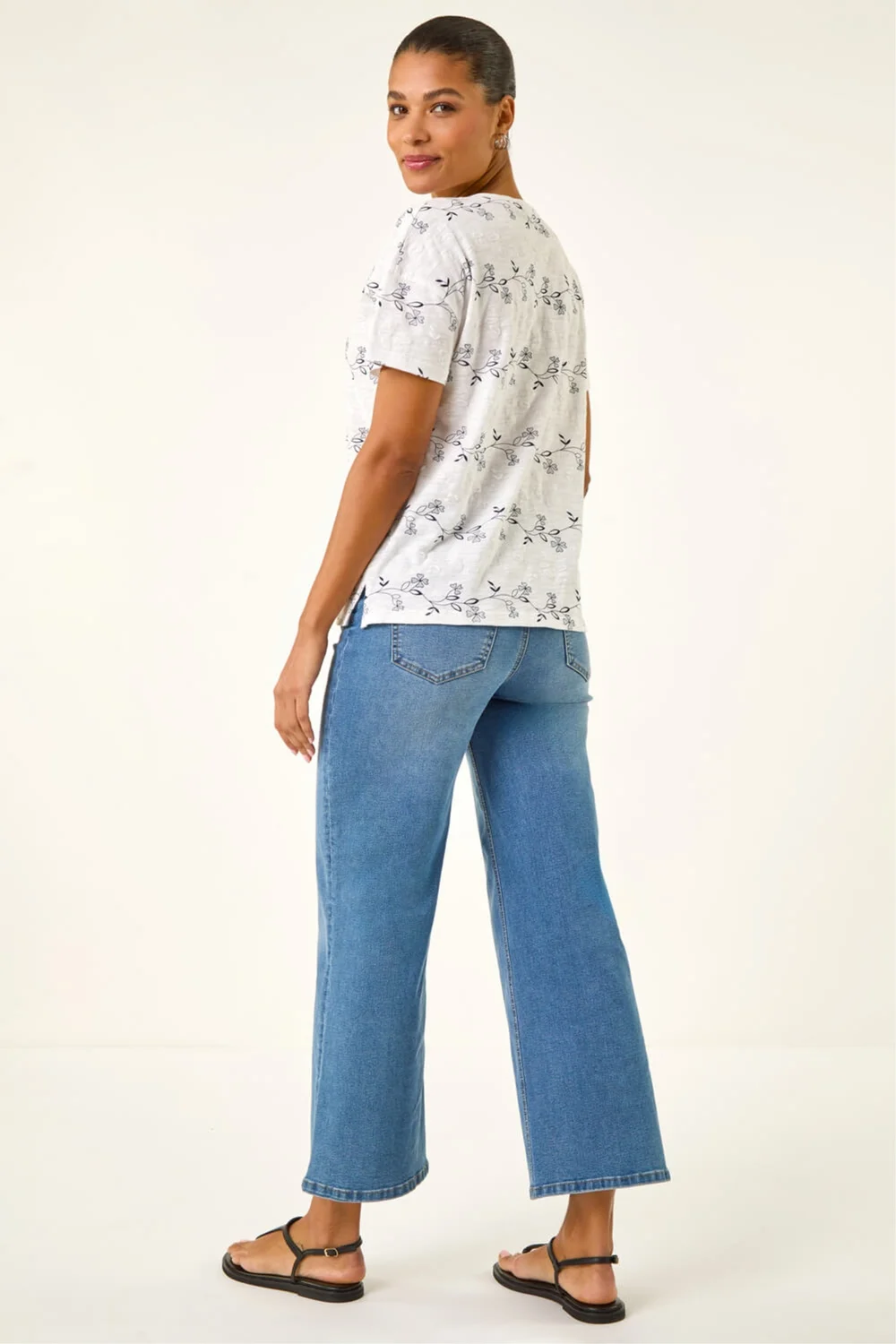 Roman Ivory Floral Puff Print T-Shirt - 12 Image 3