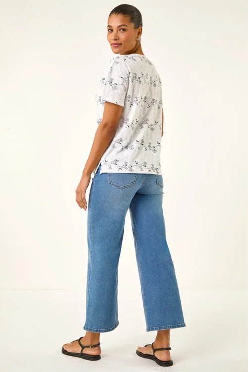 Roman Ivory Floral Puff Print T-Shirt - 12 Image 3