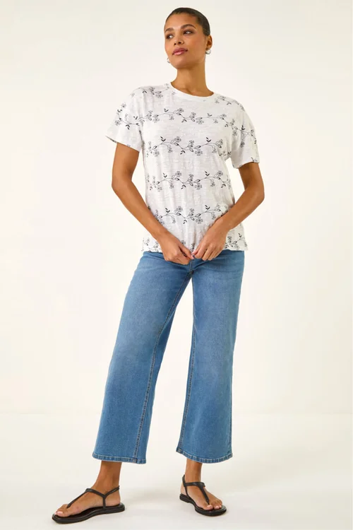 Roman Ivory Floral Puff Print T-Shirt - 12 Image 2