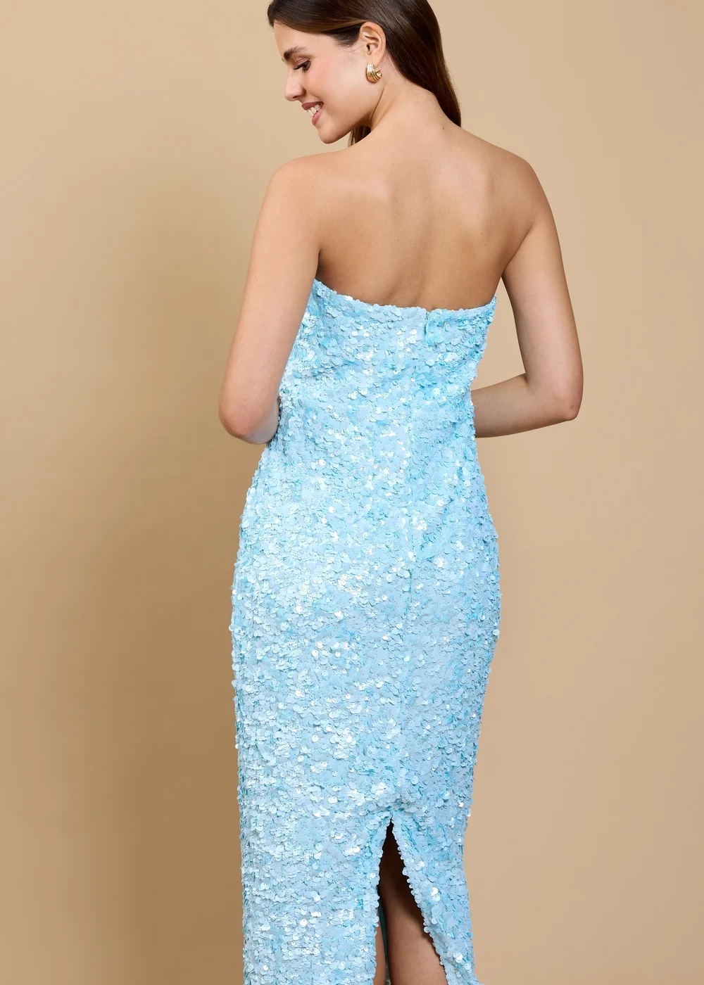 Little Mistress Pale Blue Sequin Midaxi Dress - 8 Image 2