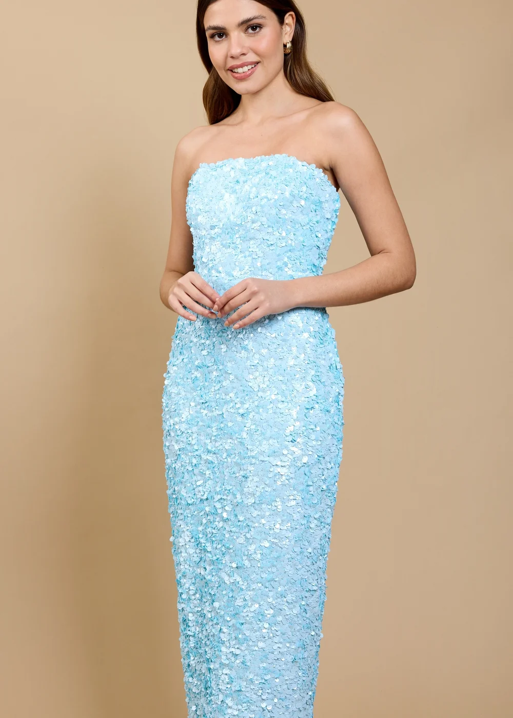 Little Mistress Pale Blue Sequin Midaxi Dress - 8 Image 4