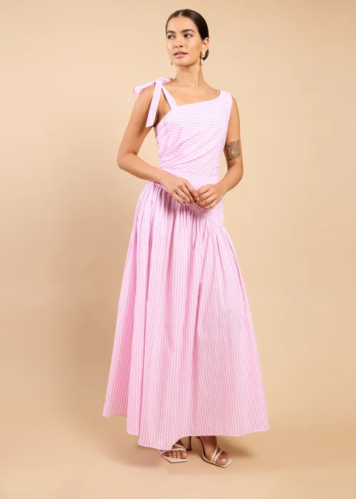 Little Mistress Pink Stripe Asymmetric Midaxi Dress - 12 Image 1