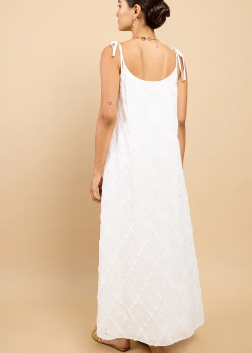 Little Mistress White Embroidered Tie Strap Maxi Dress - 8 Image 2