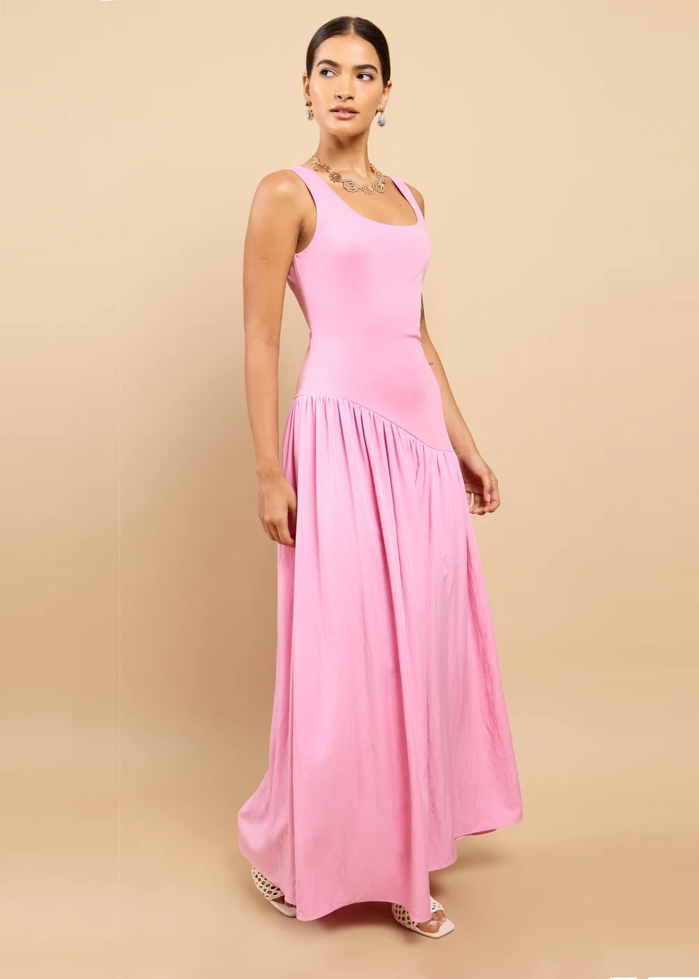 Little Mistress Pink Dropped Waist Midaxi Dress - 16 Image 1