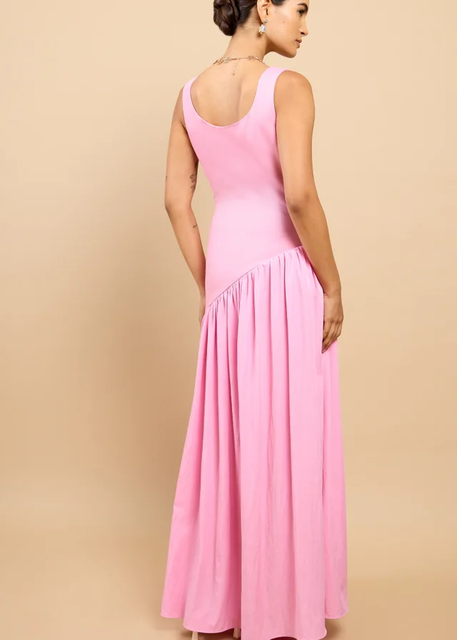 Little Mistress Pink Dropped Waist Midaxi Dress