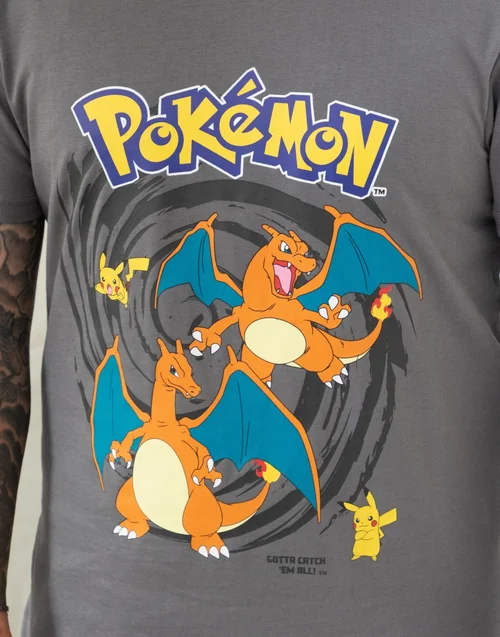 Vanilla Underground Pokemon Mens Pikachu & Charizard SS Pyjama Set (S-3XL) - XL Image 3