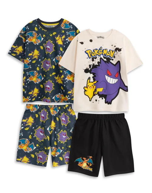 Vanilla Underground Pokemon Boys Multicoloured Short Pyjama Set (4-14 Years) - Pack of 2 - 7-8 Yrs Image 1