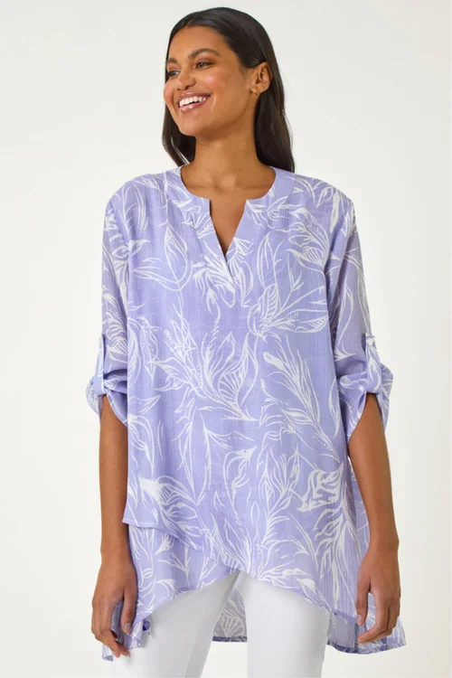Roman Lilac Linear Print Wrap Tunic - 16 Image 1