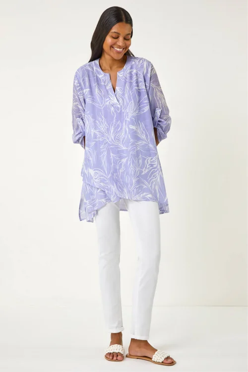 Roman Lilac Linear Print Wrap Tunic - 16 Image 2