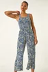 Roman Navy Paisley Print Cropped Jumpsuit - 12 Image 4