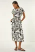 Roman Ivory Geometric Textured Midi Dress - 18 Image 2