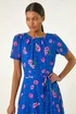 Roman Blue Floral Pleated Chiffon Dress - 16 Image 4