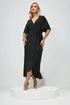 Yours London Curve Black Ruffle Hem Wrap Dress - 30-32 Image 2