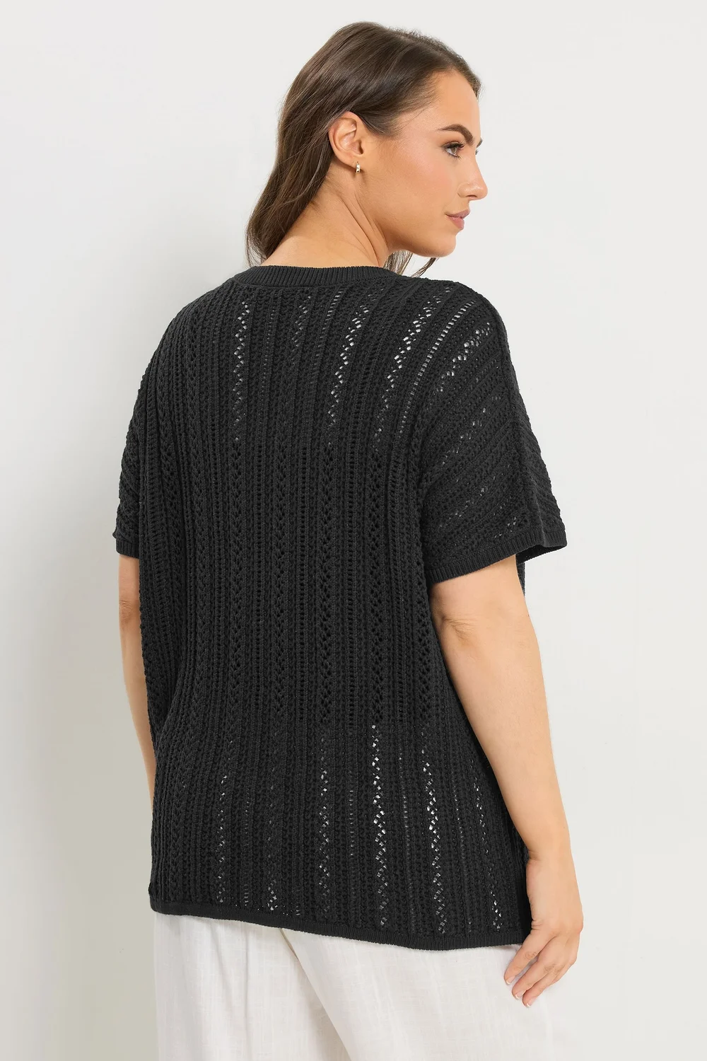 Yours Curve Black Boxy Knitted Top - 30-32 Image 3