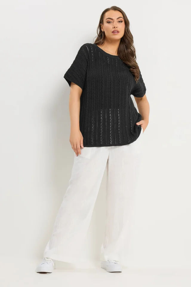 Yours Curve Black Boxy Knitted Top