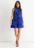 Gini London Large Floral Halter Pleated Mini Dress - 14 Image 1