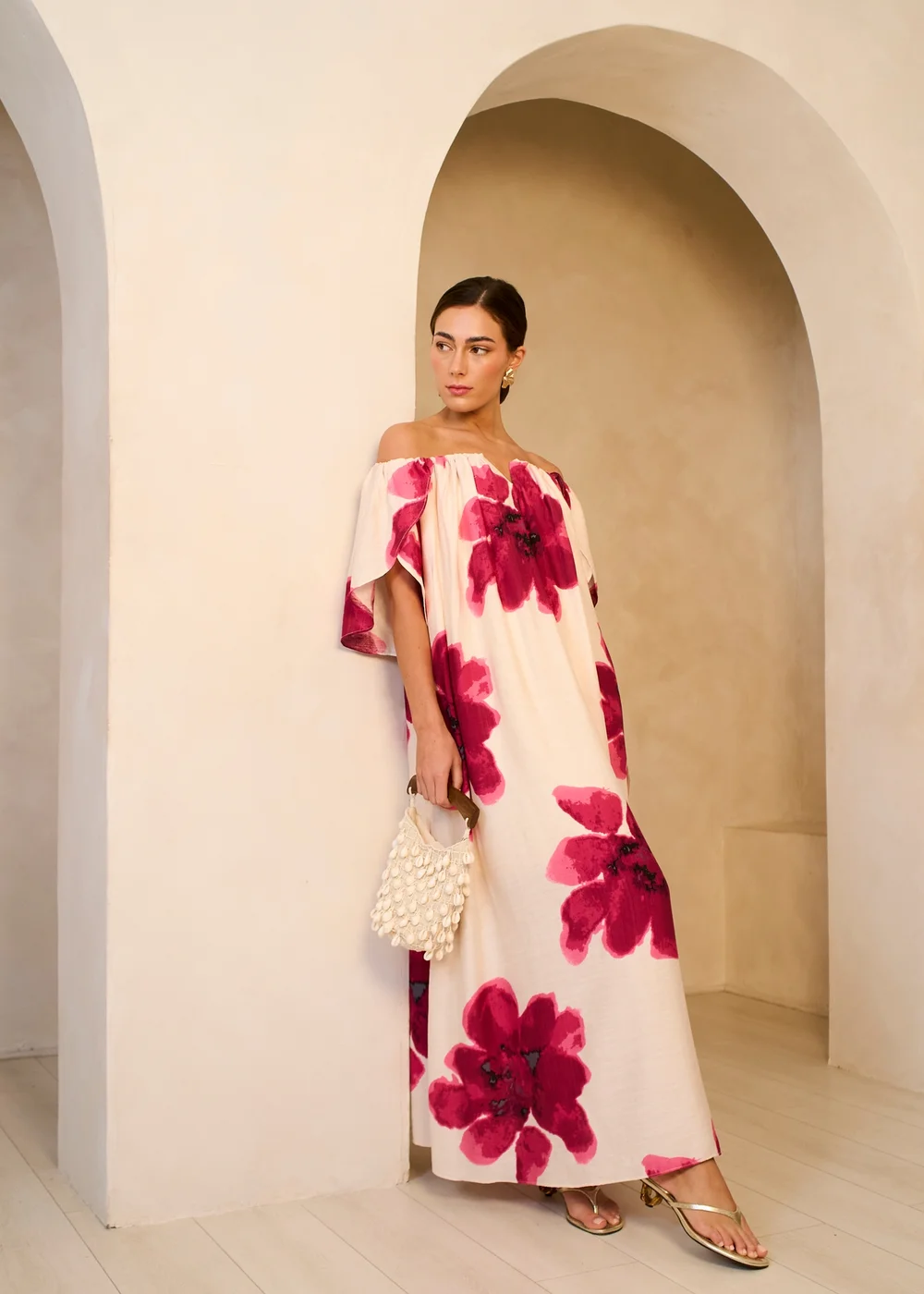 Gini London Pink Bardot Trapeze Maxi Dress - 16 Image 4