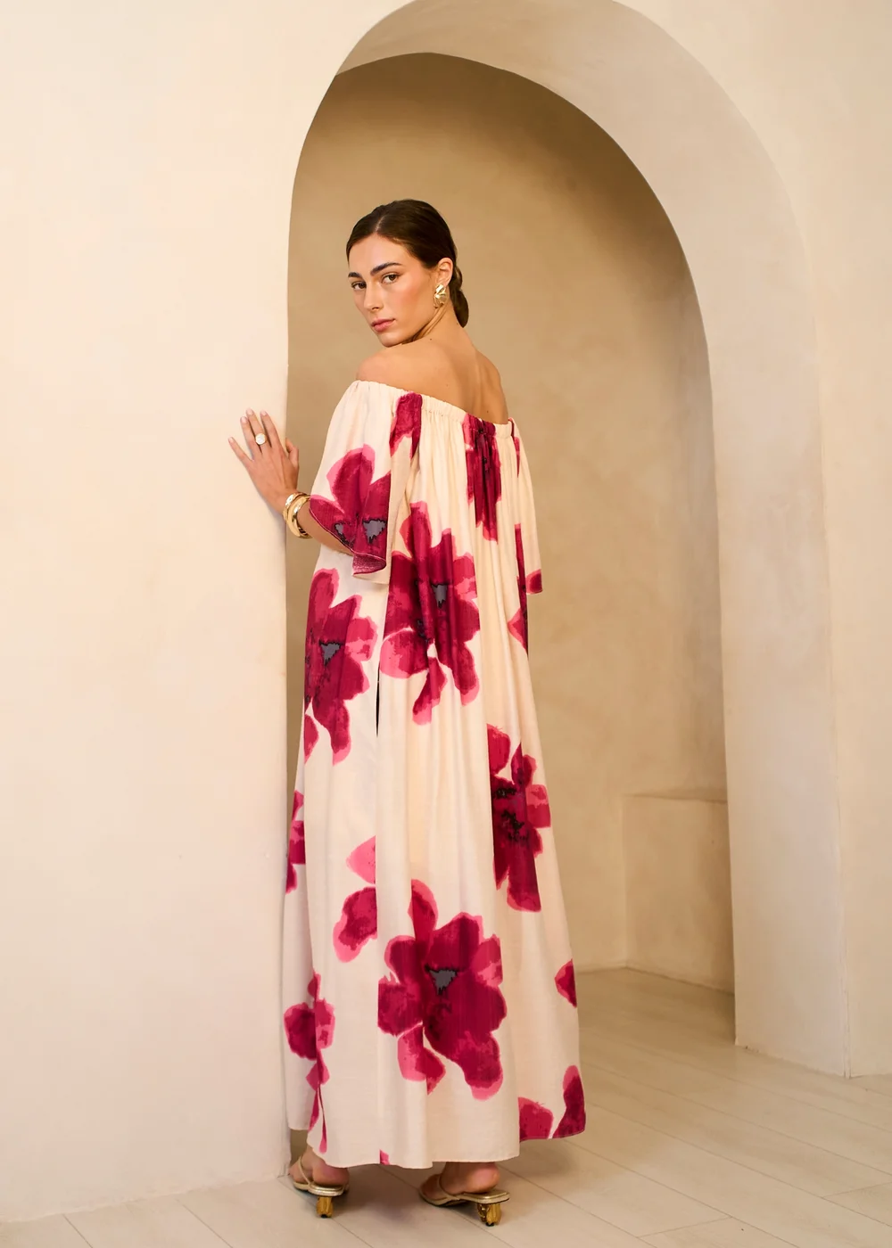 Gini London Pink Bardot Trapeze Maxi Dress - 16 Image 2