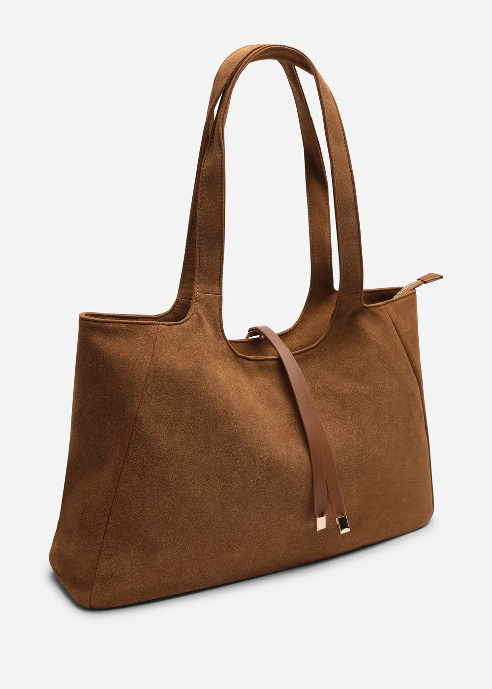 Where's That From Womens Cabana Cognac Suede Shoulder Tote Bag - One Size Image 3