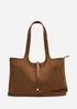 Where's That From Womens Cabana Cognac Suede Shoulder Tote Bag - One Size Image 2