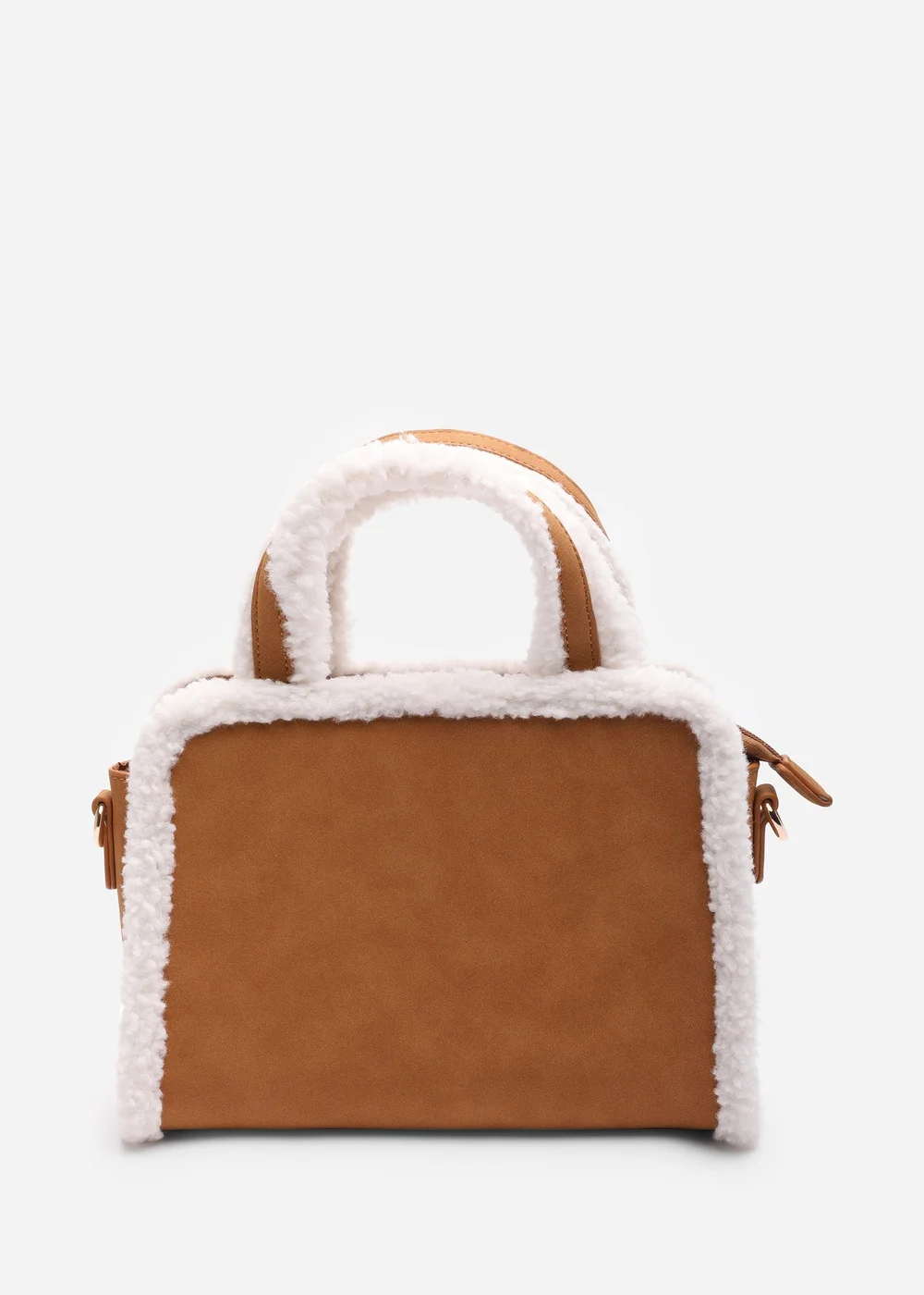 Where's That From Womens Kismet Borg Trim Tote Bag with Cross Body Strap In Camel - One Size Image 1