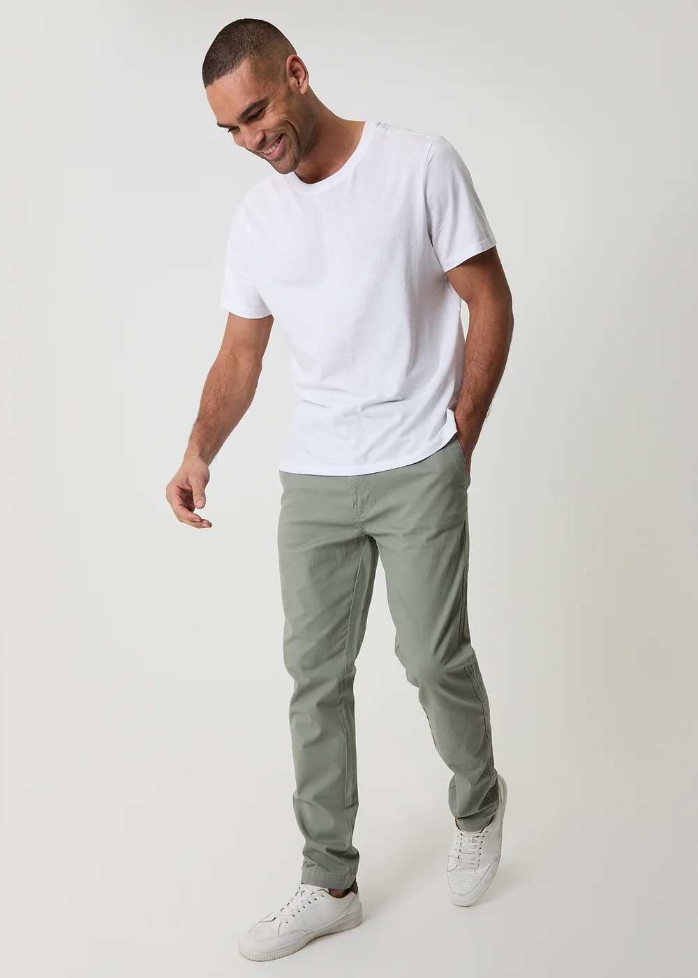 Threadbare Soft Green Cotton Slim Fit Chino Trousers With Stretch - 36/L32 Image 3