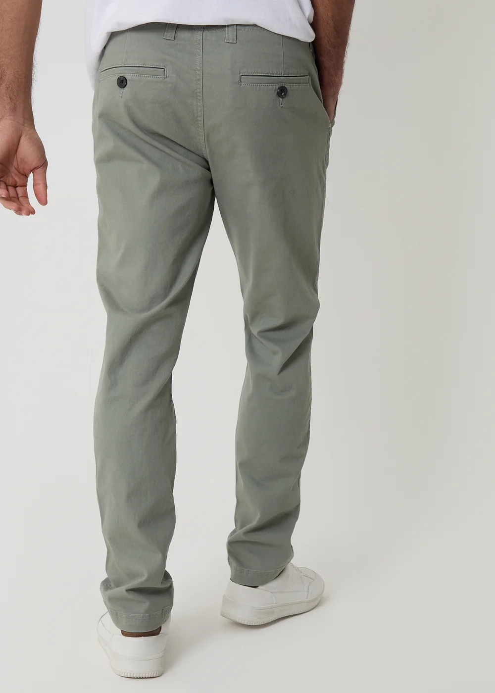 Threadbare Soft Green Cotton Slim Fit Chino Trousers With Stretch - 36/L32 Image 2