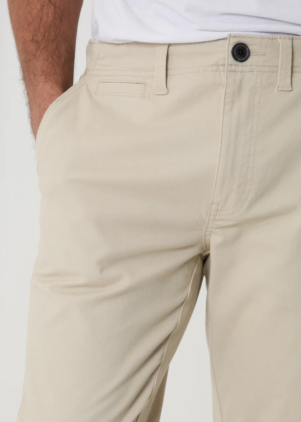 Threadbare Stone Cotton Slim Fit Chino Trousers With Stretch - 32/L32 Image 4