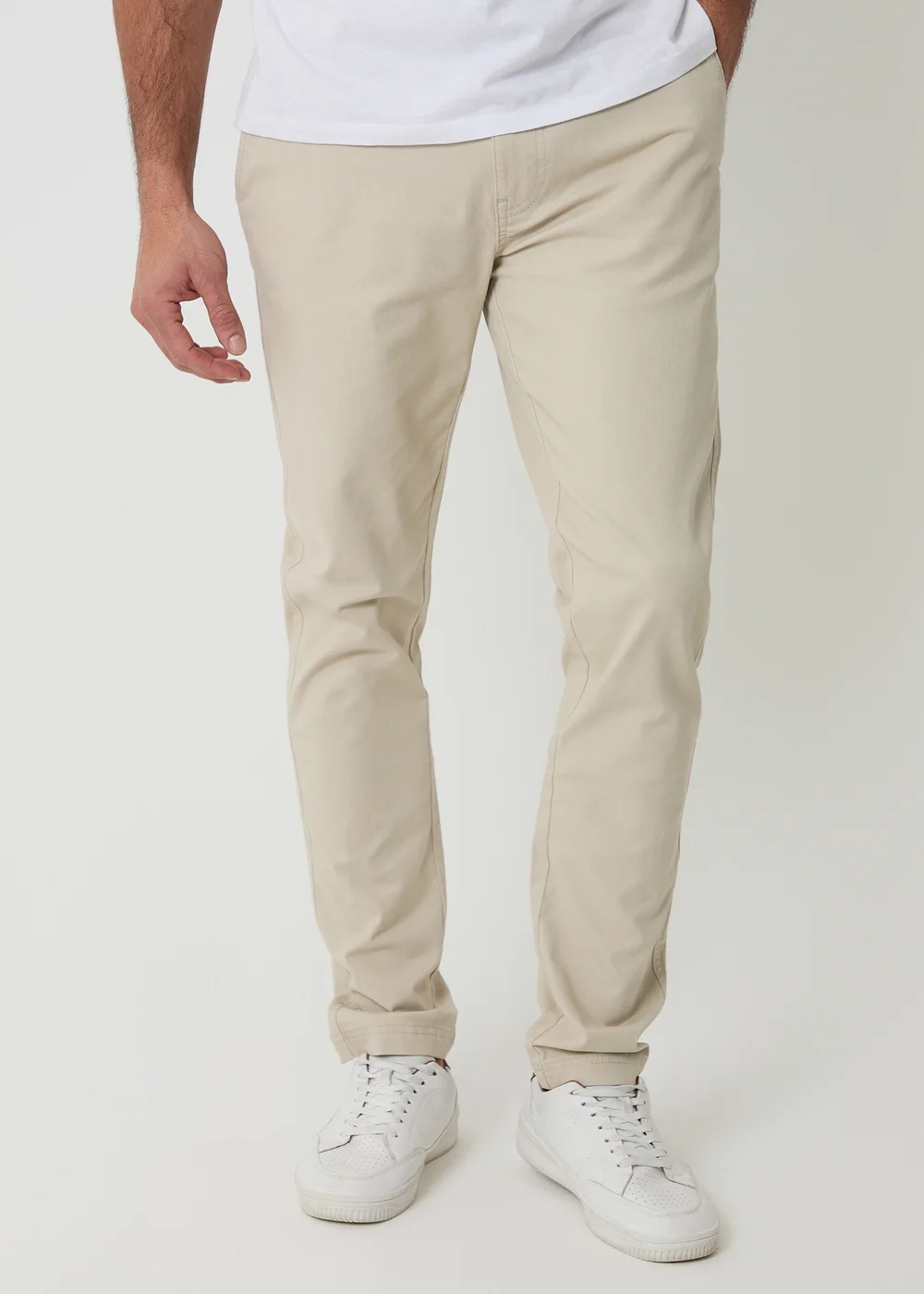 Threadbare Stone Cotton Slim Fit Chino Trousers With Stretch - 32/L32 Image 1