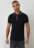 Threadbare Black Contrast Tipping Cotton Jersey Polo Shirt - S Image 1