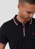 Threadbare Black Contrast Tipping Cotton Jersey Polo Shirt - S Image 4