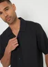 Threadbare Black Kylian Linen Blend Revere Collar Short Sleeve Shirt - L Image 3
